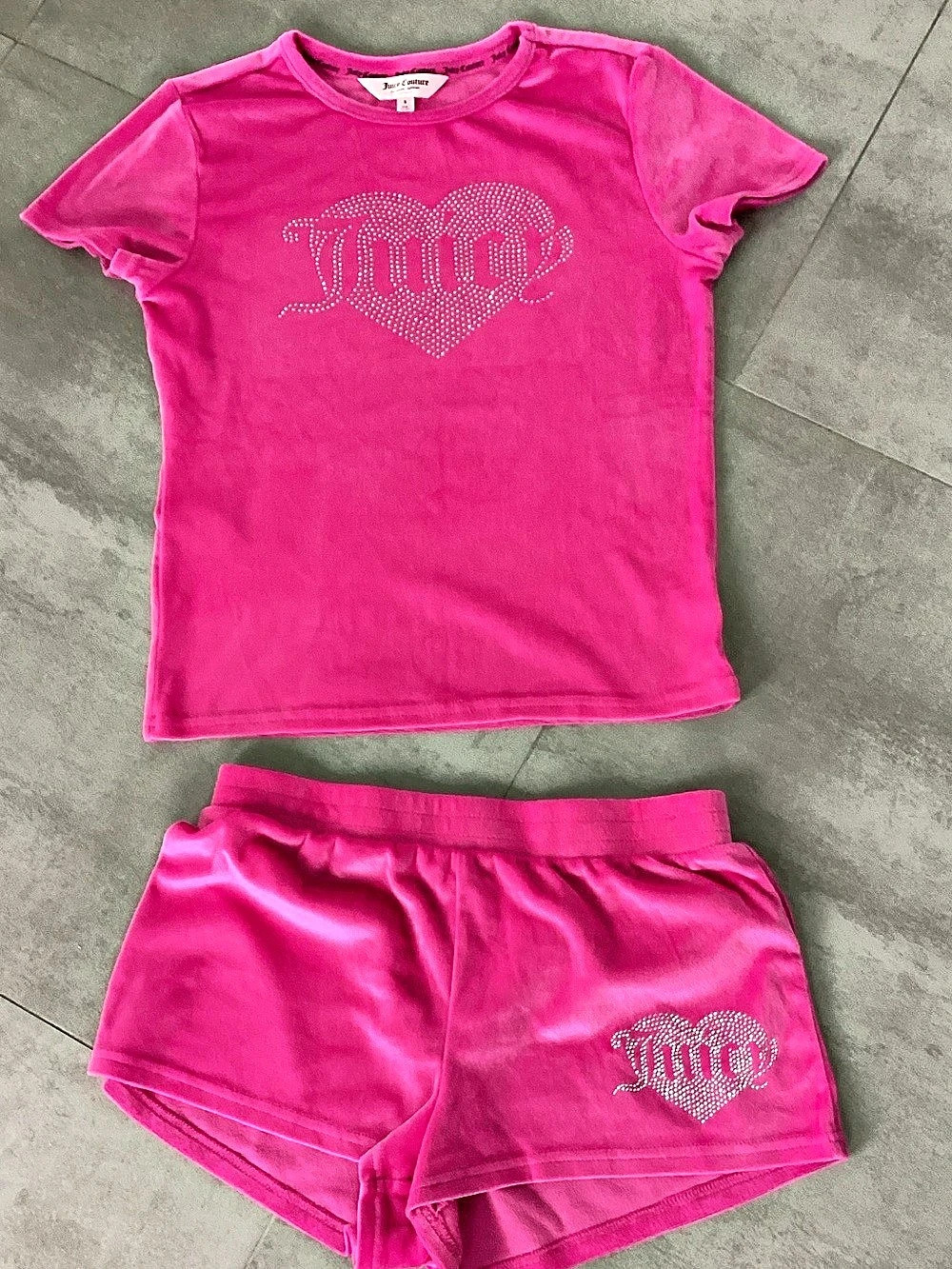 Juicy Couture Sleeper Girls Pink Rhinestone Matching Set Size Small